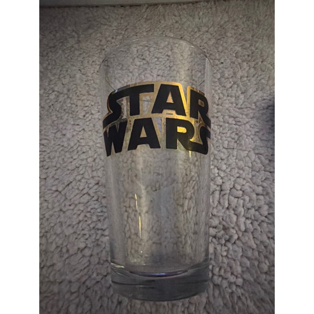 Star Wars Drinking Glass Lager 15oz Clear Gold Black Logo New